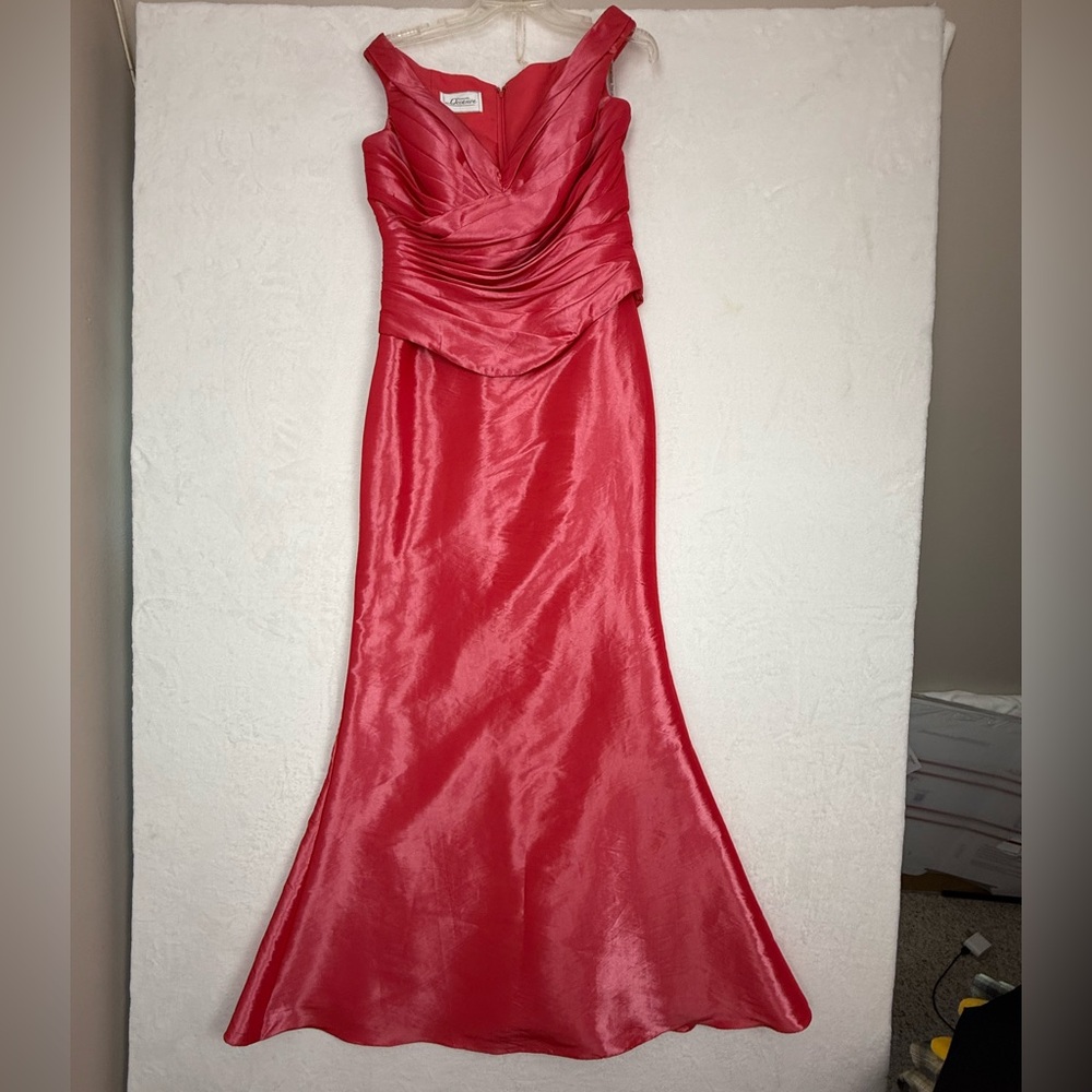 Private Label Occasion Coral Satin Gown Formal Prom Dress Size 14